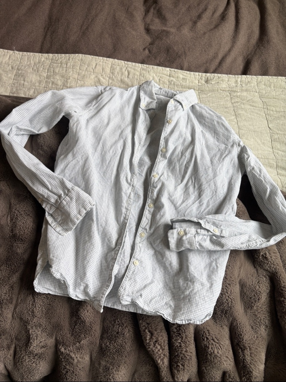 Uniqlo White Shirt with Navy Windowpane Check